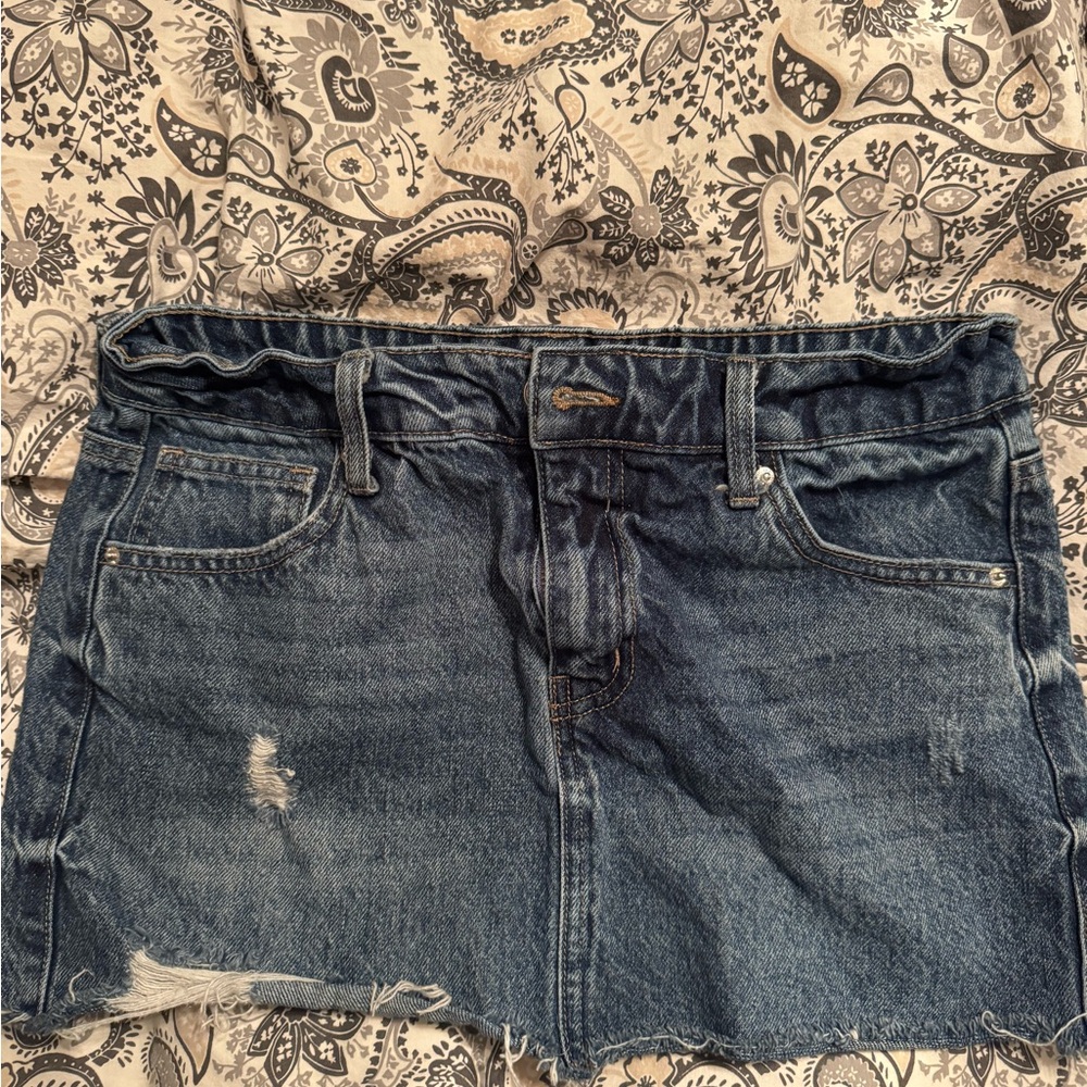 Forever 21 Distressed Blue Denim Mini Skirt